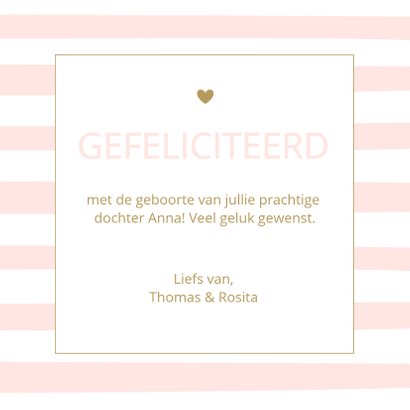 Felicitatie - Roze strepen en hartje 3
