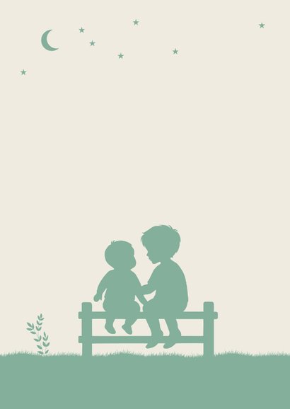 Felicitatie silhouet baby en grote broer op hekje 2