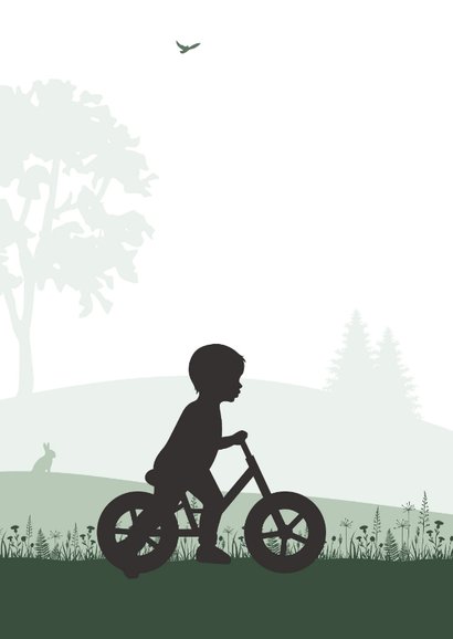 Felicitatie silhouet jongen op fiets 2