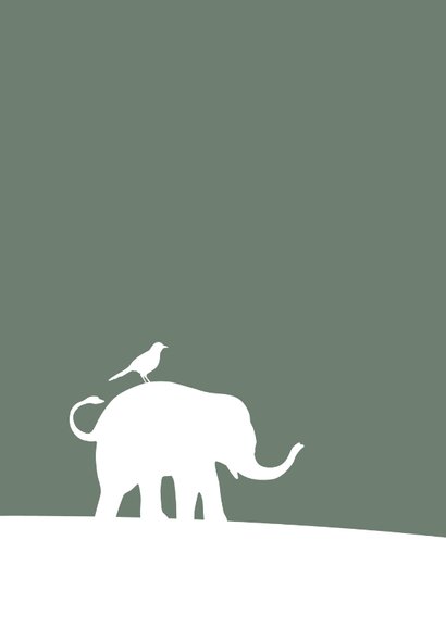 Felicitatie - Silhouet olifant met vogel 2