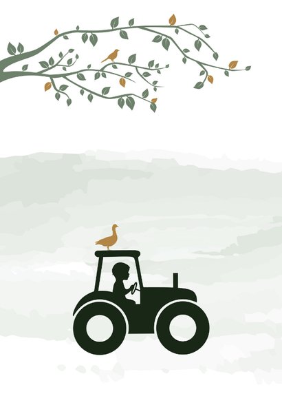 Felicitatie silhouet tractor met dieren 2