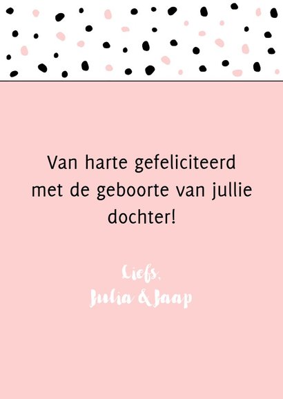 Felicitatie - Slordige stippen roze en zwart 3