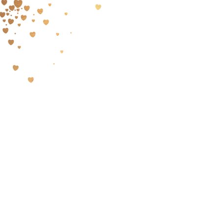 Felicitatie trouwdag moderne kaart met goudkleurige hartjes 2