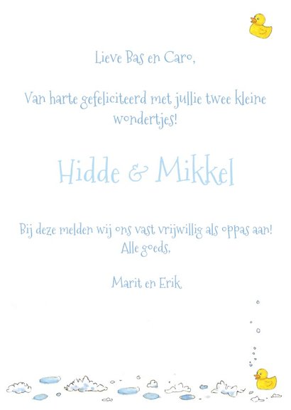 Felicitatie Tweeling Babybadje 3