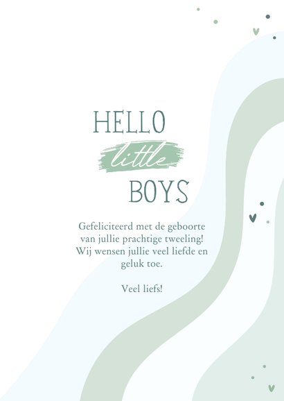 Felicitatie tweeling hello little boys regenboog 3