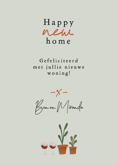Felicitatie verhuiskaartje dozen en plantjes 3