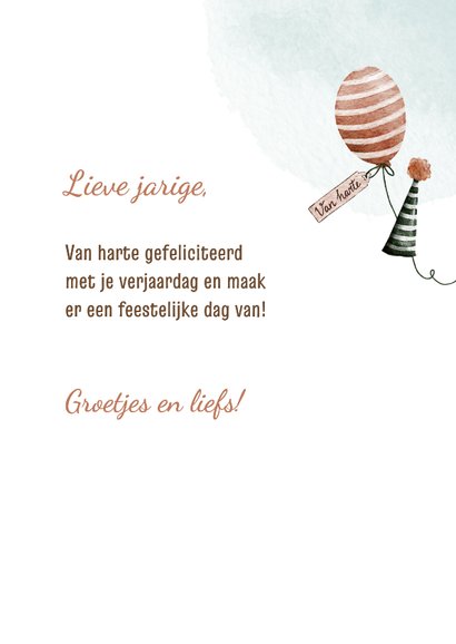 Felicitatie verjaardag met feestelijk vogeltje en ballon 3