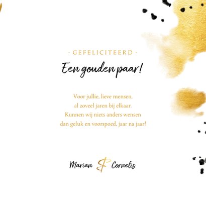 Felicitatie 'vijftig' met foto gouden kader en waterverf 3