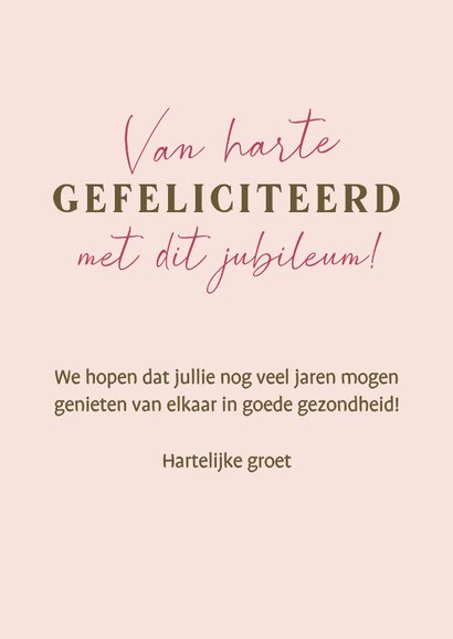 Felicitatie voor huwelijksjubileum met echtpaar en gedicht 3