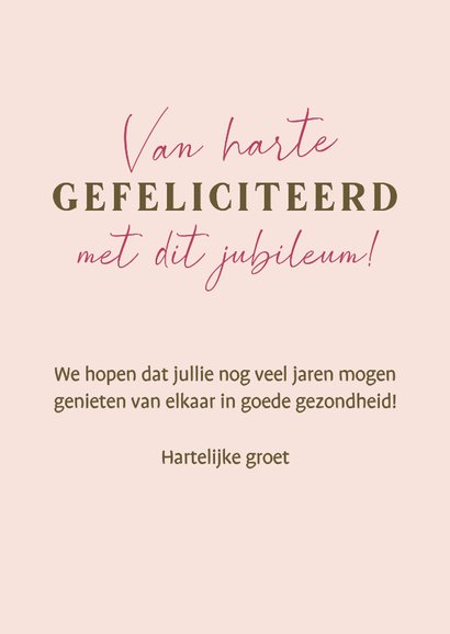 Felicitatie voor huwelijksjubileum met echtpaar en gedicht 3
