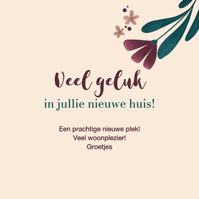 Felicitatie voor nieuw huis met bloemen in huisvorm 3