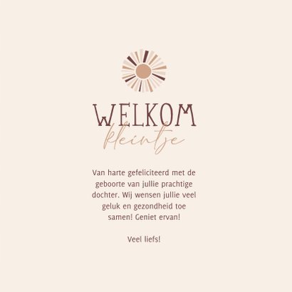 Felicitatie welkom kleintje met zonnetje en hartjes 3
