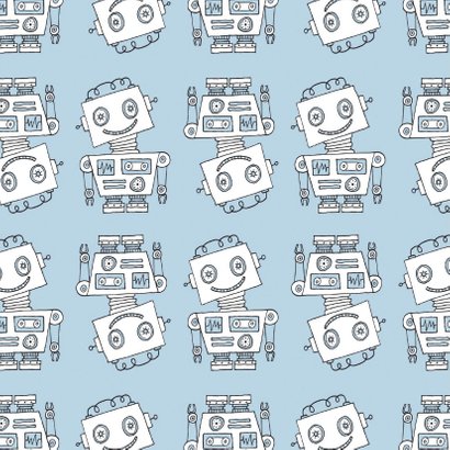 Felicitatie zoon handgetekend robot blauw - MW 2