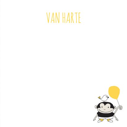 Felicitatie zwanger aapje met ballon geel & Kraft - MW 3