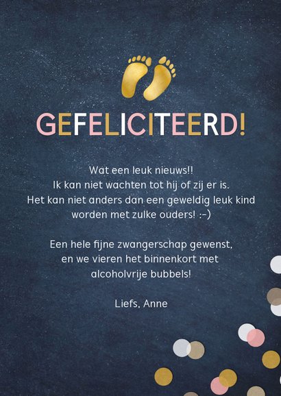 Felicitatie zwanger confetti woohoo mini versie op komst 3