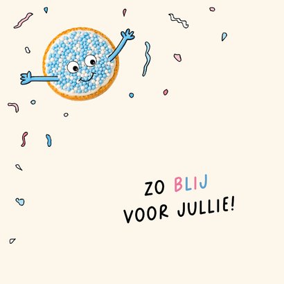 Felicitatie zwangerschap met lachende beschuit met muisjes 2