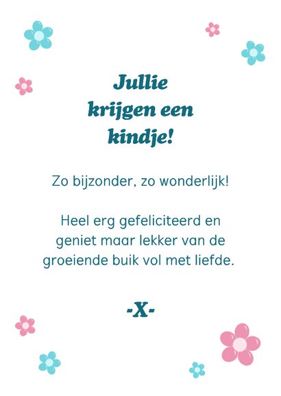 Felicitatie zwangerschap met roze en blauwe bloem ballonnen 3