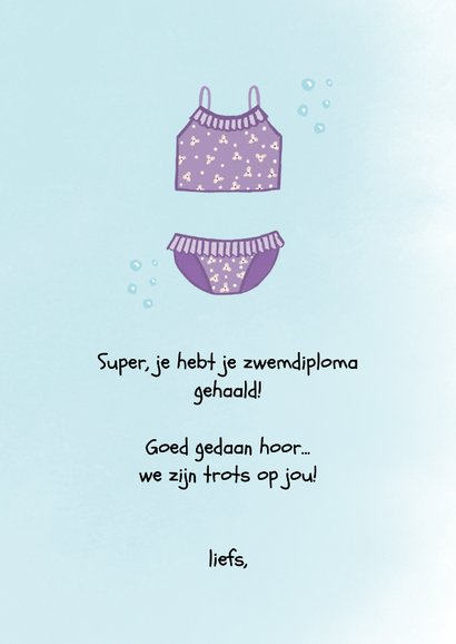 Felicitatie zwemdiploma bikini 3