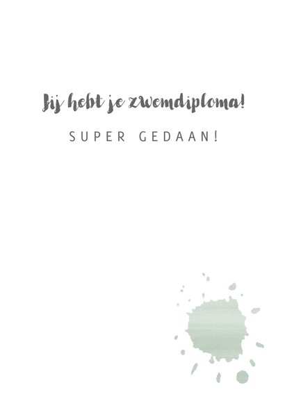 Felicitatie zwemdiploma spetter, aanpasbare tekst 3