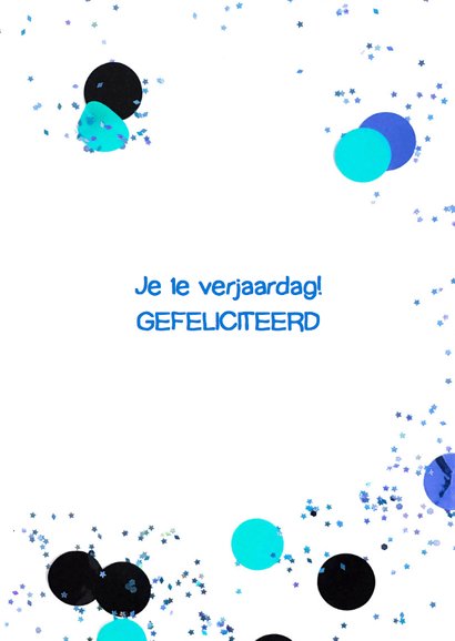felicitatiekaart 1 jaar confetti blue 3