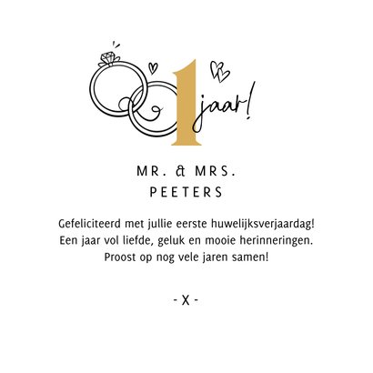 Felicitatiekaart 1 jaar getrouwd proost champagne doodle 3