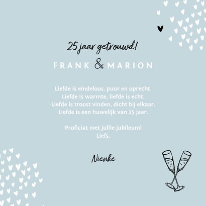 Felicitatiekaart 25 jaar getrouwd hartjes huwelijksjubileum 3