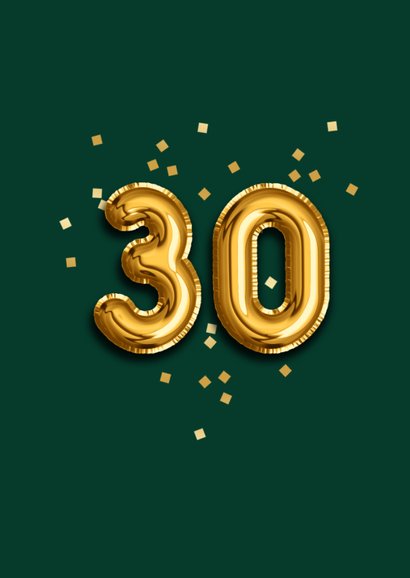 Felicitatiekaart 30 jaar ballonnen confetti goud 2