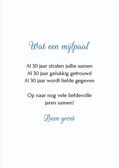 Felicitatiekaart 30 jaar getrouwd van hond met parelketting  3