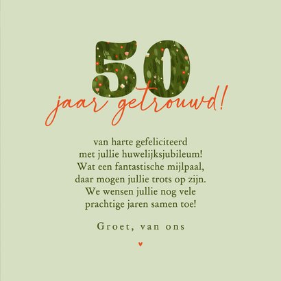 Felicitatiekaart 50 jaar getrouwd bloementuin cijfers foto 3
