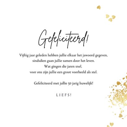 Felicitatiekaart 50 jaar getrouwd goud champagne confetti 3