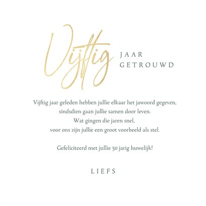 Felicitatiekaart 50 jaar getrouwd goud eucalyptus trouwdag 3