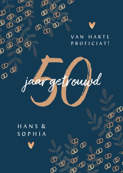 Felicitatiekaart 50 Jaar Getrouwd Goud Ringen Kaartje2go