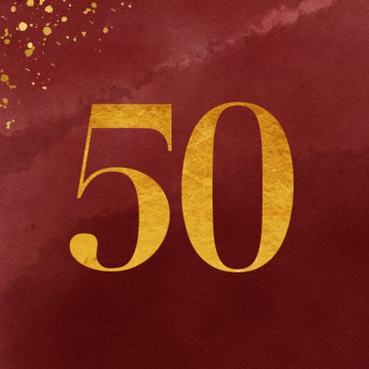 Felicitatiekaart 50 jaar gouden spetters op waterverf 2