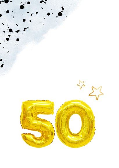 Felicitatiekaart 50ste verjaardag man met cijferballonnen 2