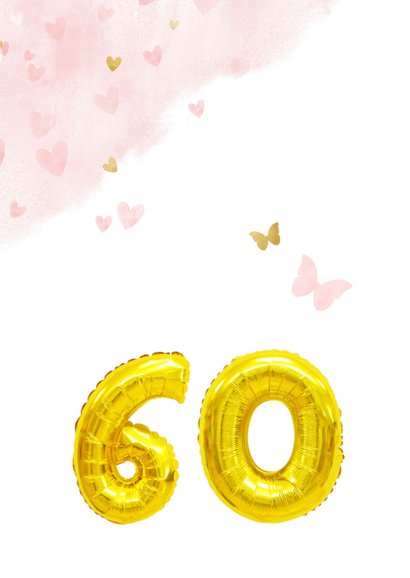 Felicitatiekaart 60ste verjaardag met gouden balloncijfers 2