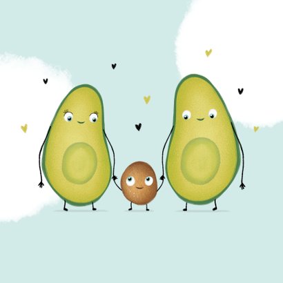 felicitatiekaart avocado zwanger ouders hartjes 2