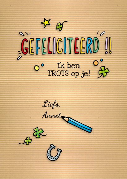 Felicitatiekaart baan kraft 3