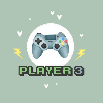 Felicitatiekaart baby op komst gamers controller hartjes 2
