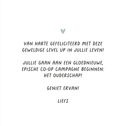 Felicitatiekaart baby op komst gamers controller hartjes 3