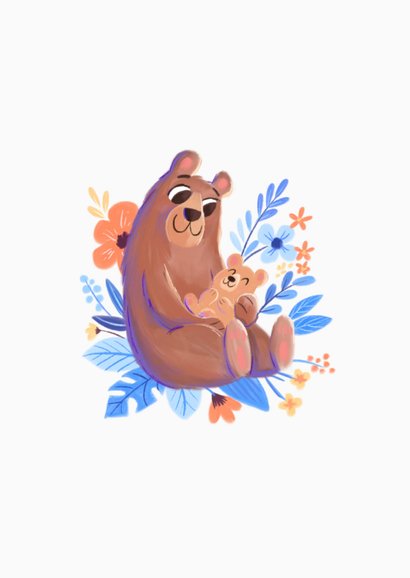Felicitatiekaart beer met klein beertje hello little one 2