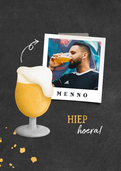 Felicitatiekaart bierglas met foto en leeftijd 2