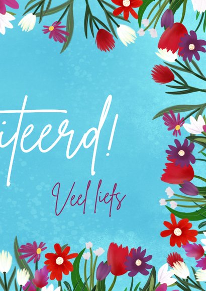 Felicitatiekaart 'Bloemetjes buiten zetten' 3