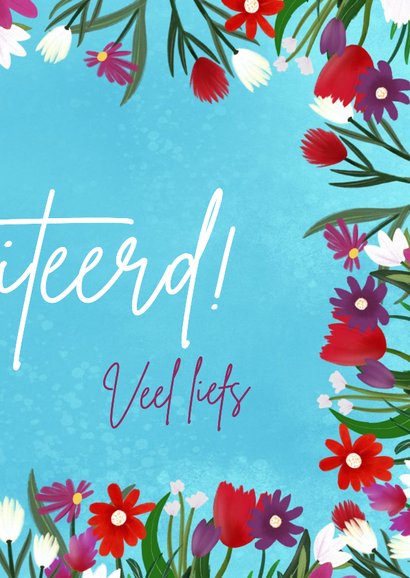 Felicitatiekaart 'Bloemetjes buiten zetten' 3