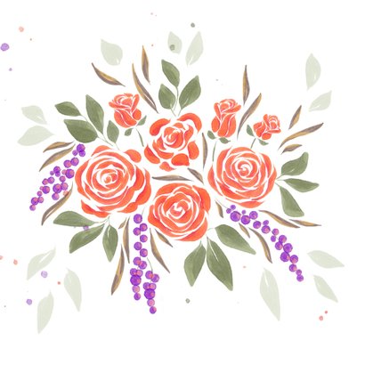 Felicitatiekaart boeket oranje rozen  2