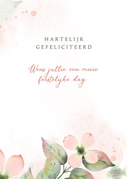 Felicitatiekaart botanisch met roze bloemen 3