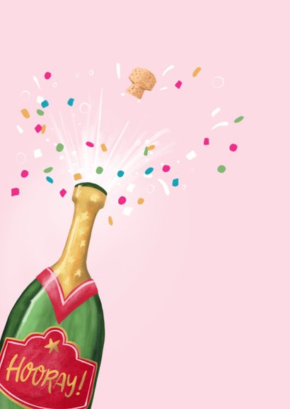 Felicitatiekaart champagne en confetti cheers 2