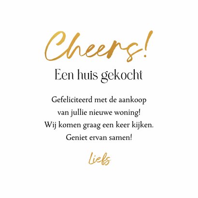 Felicitatiekaart champagne nieuwe woning huis gekocht cheers 3