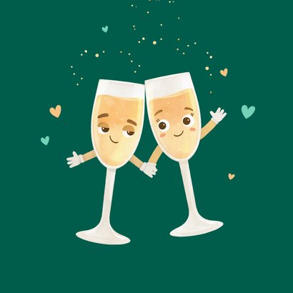 Felicitatiekaart champagne proost koppel getrouwd liefde 2