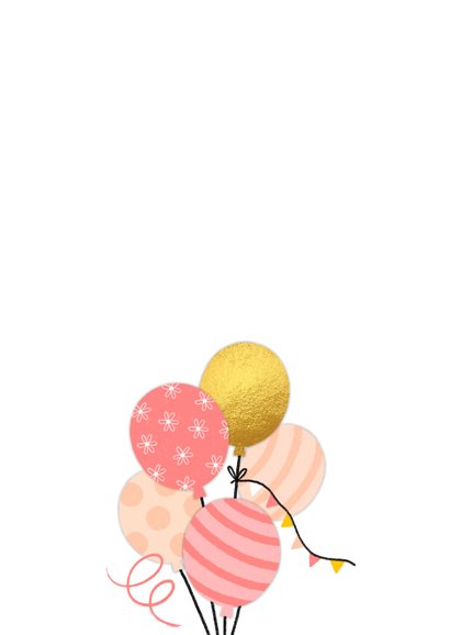 Felicitatiekaart dochter arm ballonnen roze goud 2