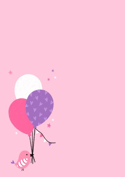 Felicitatiekaart dochter paard ballonnen roze paars 2